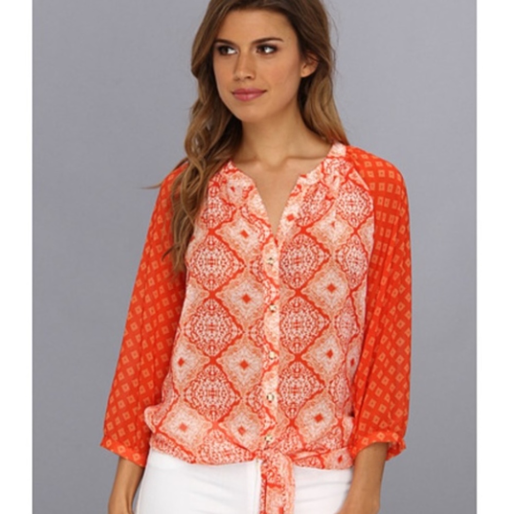 Kut From the Kloth Button Down Tie Front Top S‎